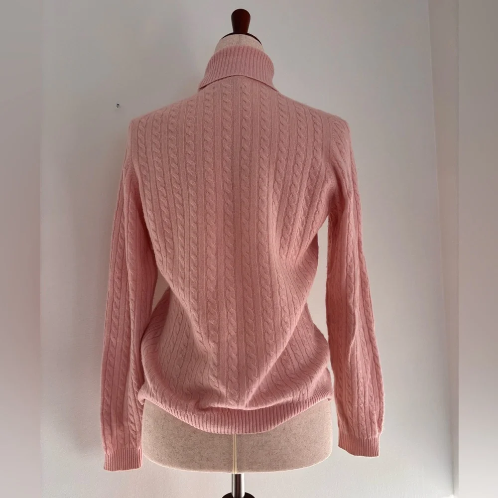 Women’s Charter Club Fitted Turtleneck Cashmere Sweater Light Pink